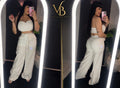 White top & wid-leg Pants