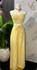 Yellow Top & Wide-leg Pants
